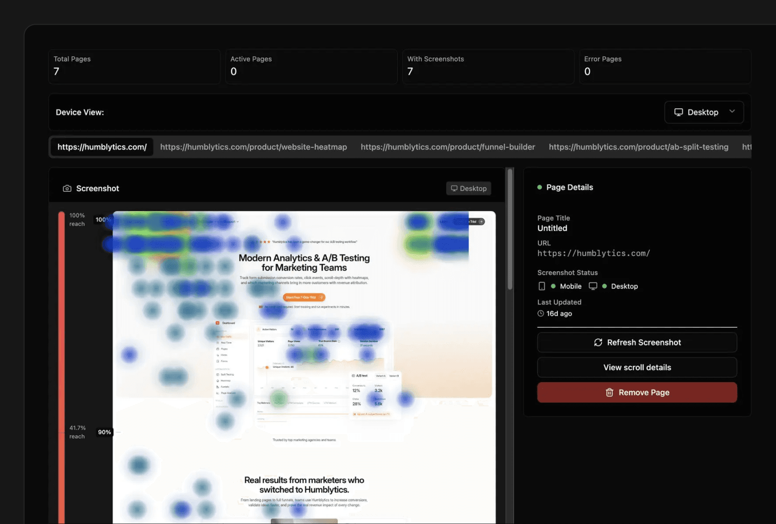 Humblytics performance metrics