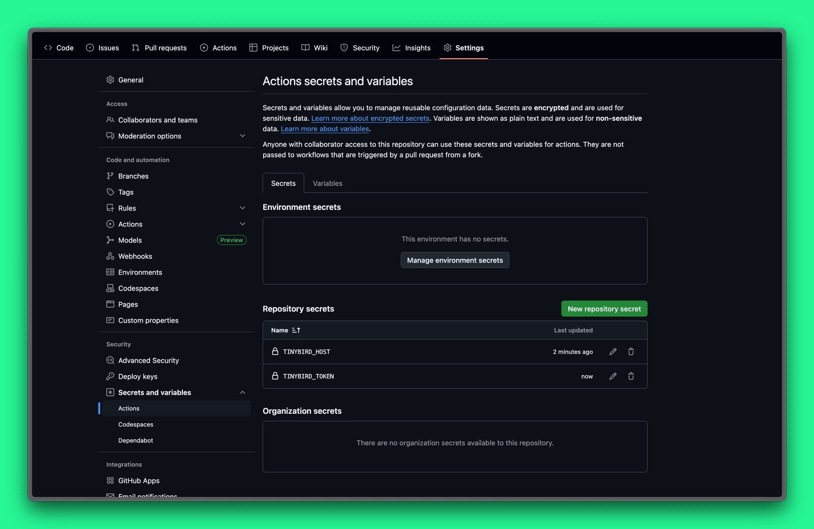 Adding GitHub Secrets