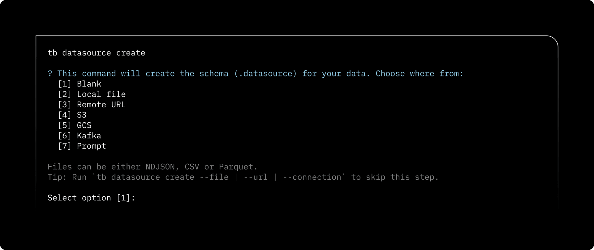 Create a datasource from the CLI