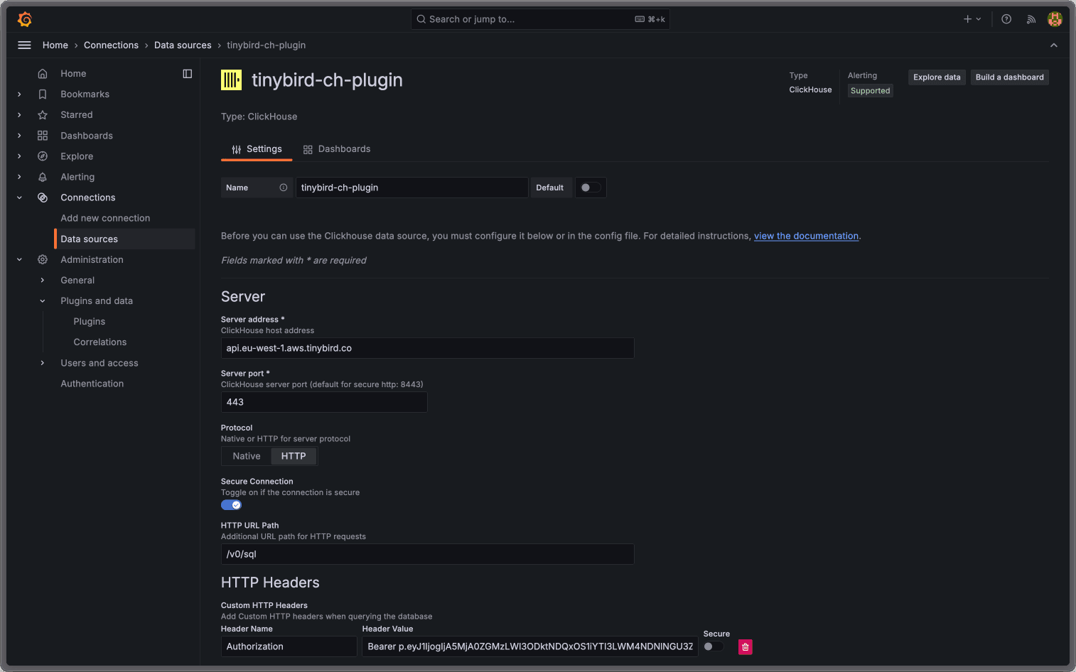 ClickHouse® plugin configuration